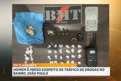 PM conduz suspeito de tráfico de entorpecentes no bairro João Paulo